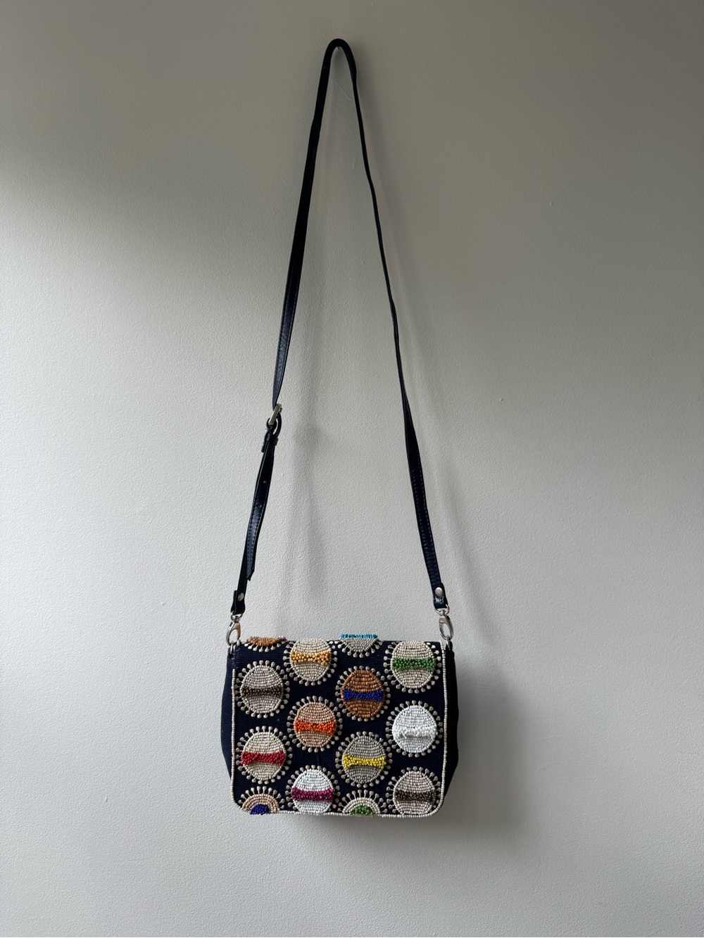 Beaded Navy Crossbody Vintage Chico’s Crossbody Bag - Picture 2 of 8